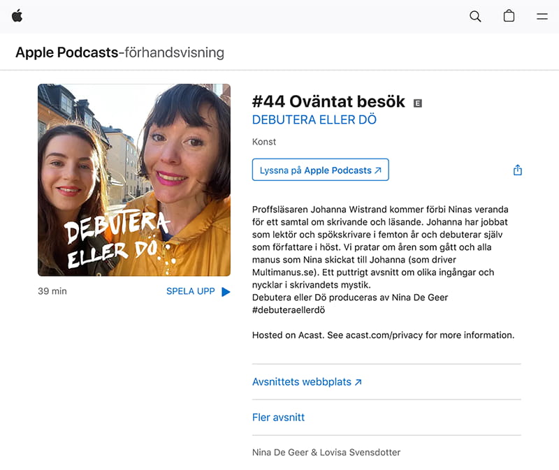 Podden Debutera eller dö, avsnitt 44: Oväntat besök